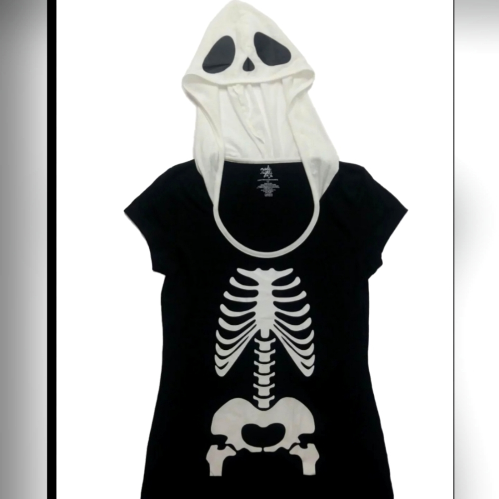 Spooky Skelton Hooded Tee Juniors Size 7
